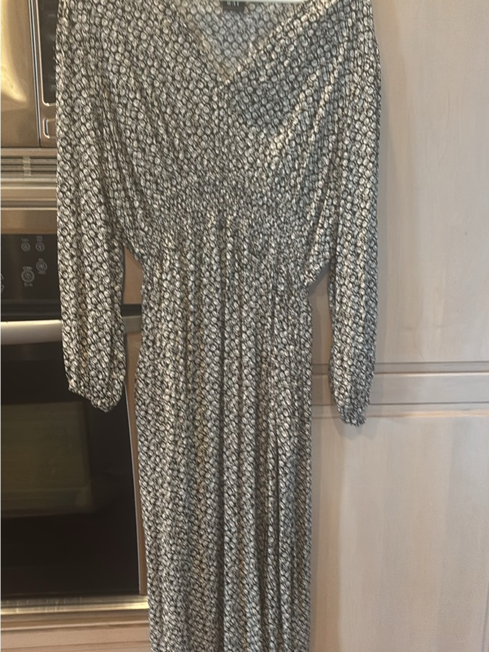 Brown and White Floral Long Sleeve Maxi Dress